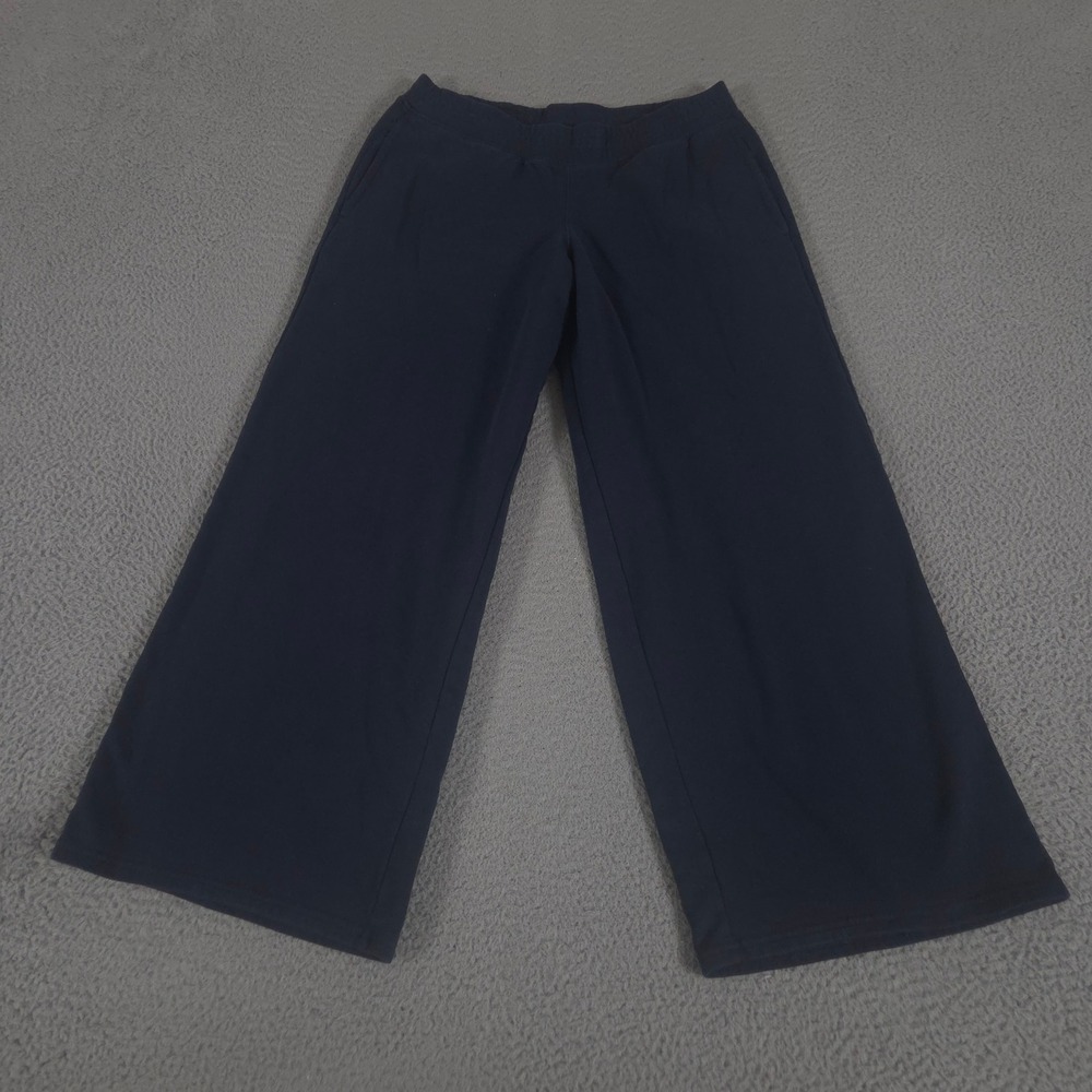Hollister Sweatpants Womens M Short Navy Blue Wide Leg Fleece Pockets Loungewear